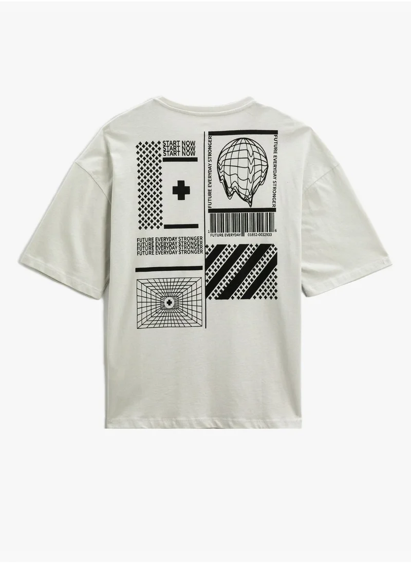 KOTON Geometric Printed T-Shirt Crew Neck