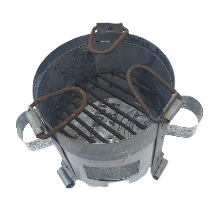 Ab unique Traditional Iron Heavy Duty Angeethi AshtraySigdiSigadiChulhaGriller Heater OvenCoal Charcoal KeeperStove tandoorCamping stoveGriller Oven Cooking with zinc polish pack 0f 1 - Image 1