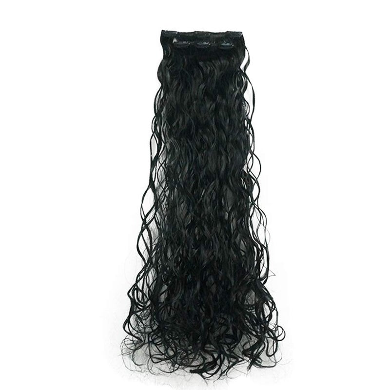 Lydell 22 Long Curly 2 PCS Set Hair Extension Thick Clip in on Synthetic Extensions for Women Black