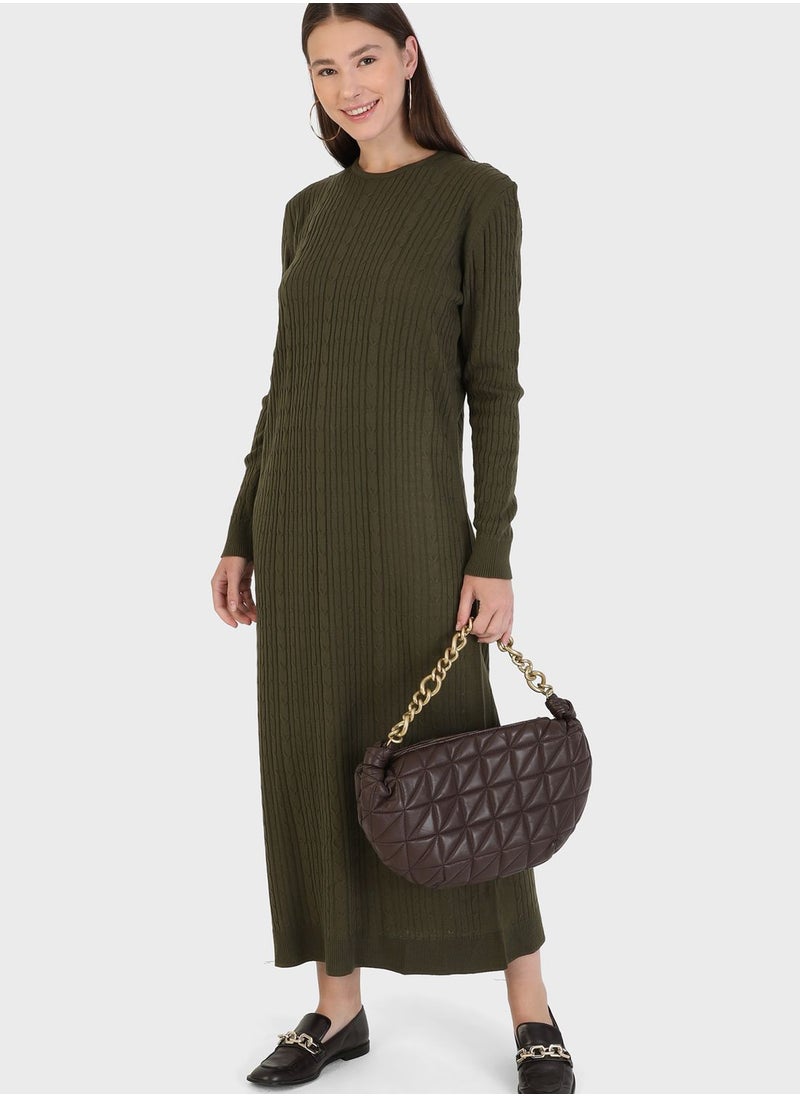 Tavin by Modanisa - Crew Neck Knitted Dress - Image 1