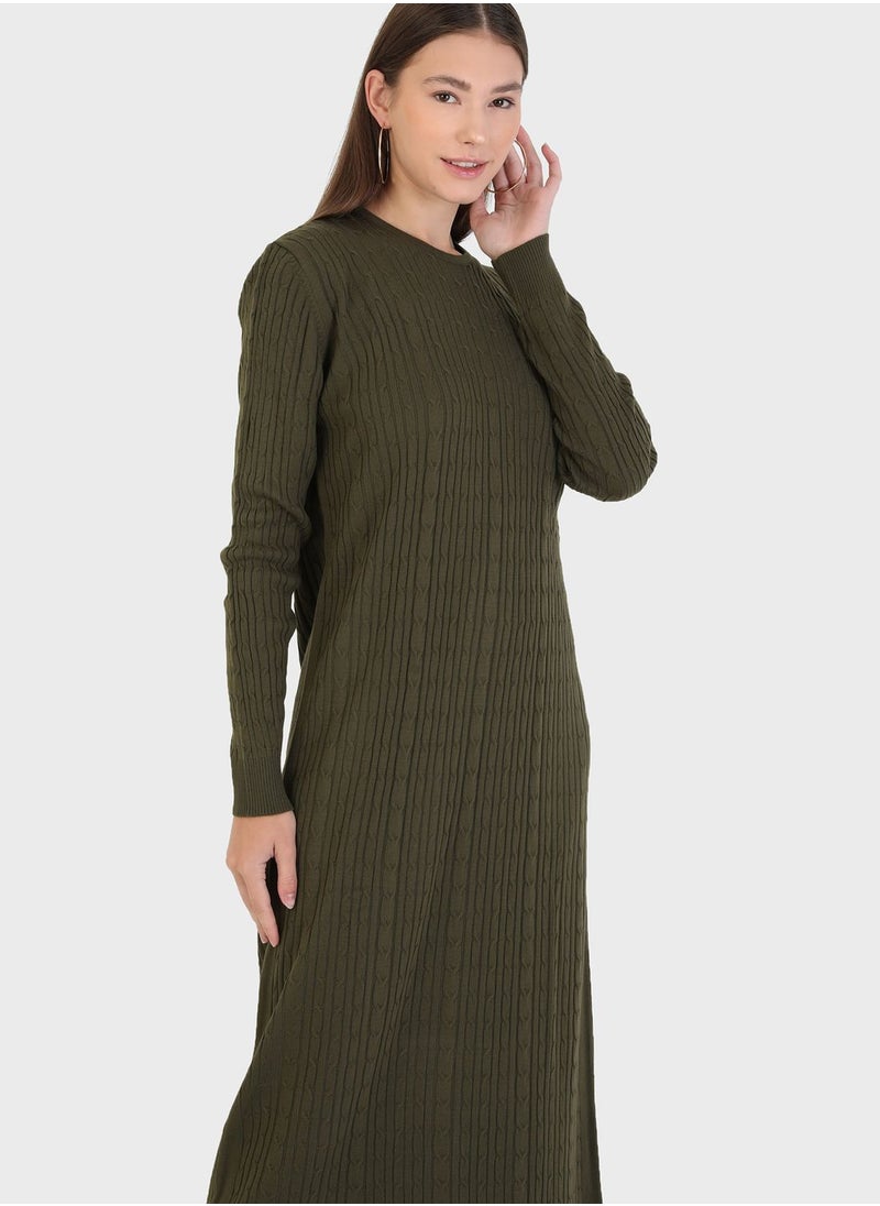 Tavin by Modanisa - Crew Neck Knitted Dress - Image 1
