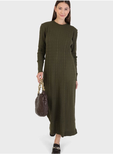 Crew Neck Knitted Dress