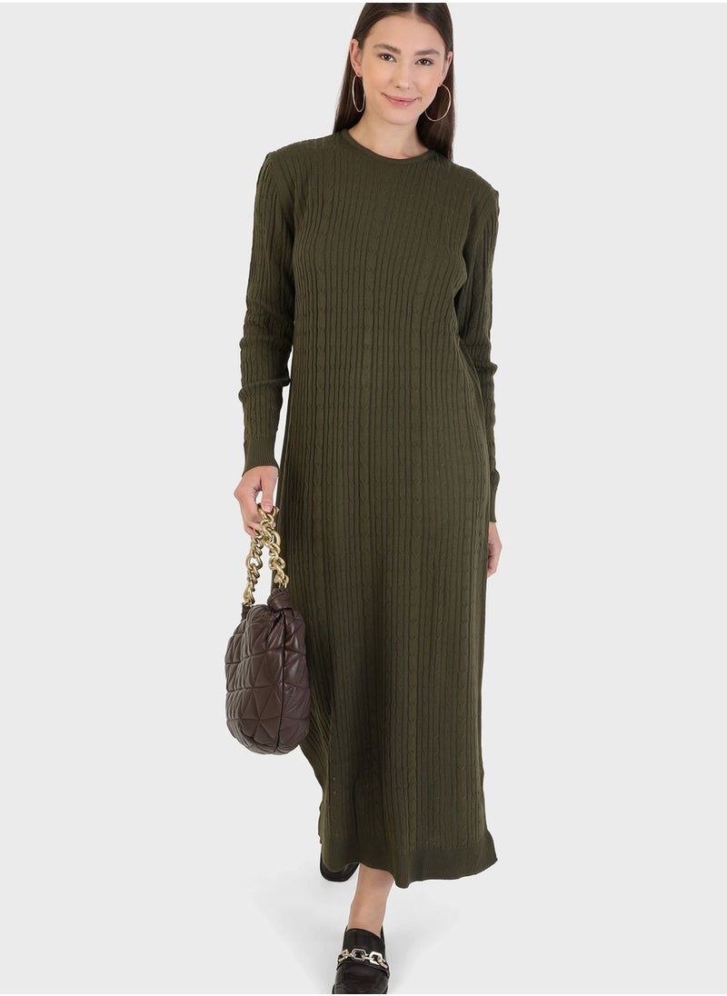 Tavin by Modanisa - Crew Neck Knitted Dress - Image 1
