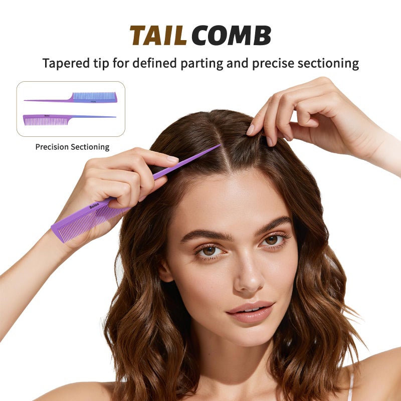 BALON 4Pcs Detangling Hair Brush Set for Women - Paddle Brush for Wet or Dry, No More Tangles for Straight, Long, Thick, Curly, and Natural Hair (Purple) - Image 5