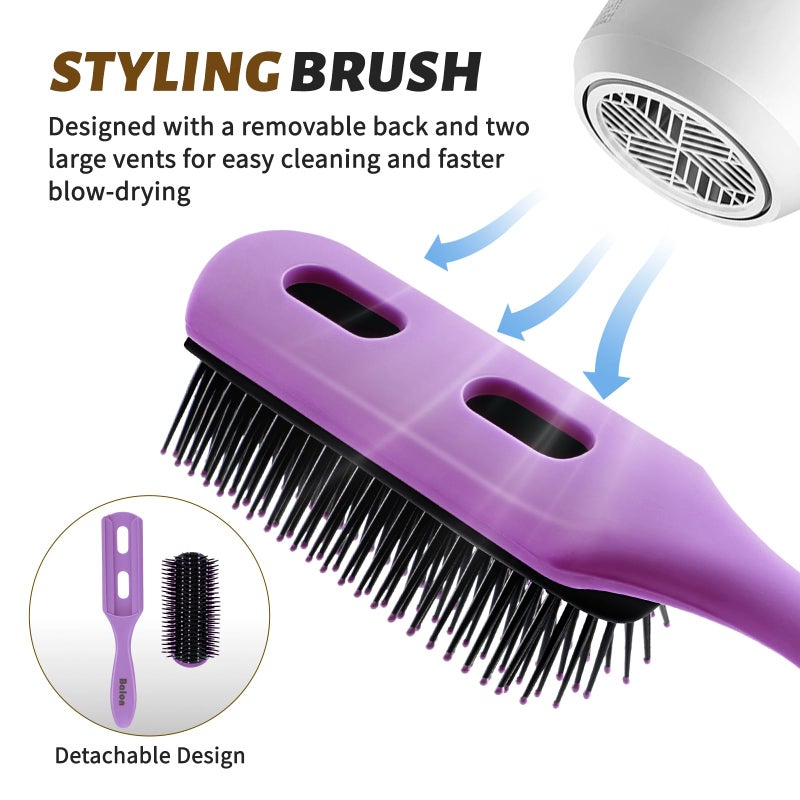 BALON 4Pcs Detangling Hair Brush Set for Women - Paddle Brush for Wet or Dry, No More Tangles for Straight, Long, Thick, Curly, and Natural Hair (Purple) - Image 2