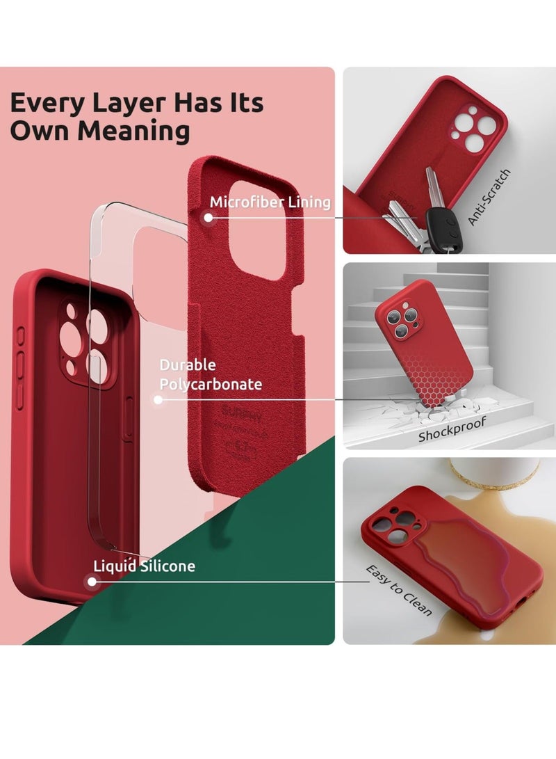 MUNTAQI Design for iPhone 15 Pro Max Case, Liquid Silicone [2 x Screen Protectors & 1 x Lanyard] Protection for Each Lens Shockproof Cover for iPhone 15 Pro Max 6.7 inch 2023, Red - Image 4