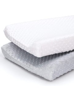 The Peanut Shell The Peanutshell Minky Changing Pad Covers for Baby Boys or Girls | 2 Pack Set in Unisex Grey & White  - Image 1