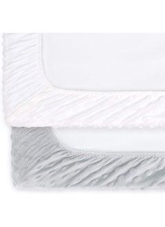 The Peanut Shell The Peanutshell Minky Changing Pad Covers for Baby Boys or Girls | 2 Pack Set in Unisex Grey & White  - Image 4