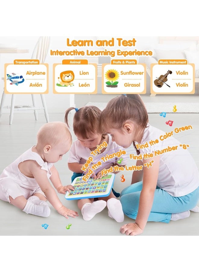 PLAY Bilingual Spanish  English Learning Toys for Toddlers 13 Kids Interactive Learning Tablet Childrens Alphabet ABC  Words  Numbers  Colors Learning Pad Education Toy for Babies 24 Month - Image 1