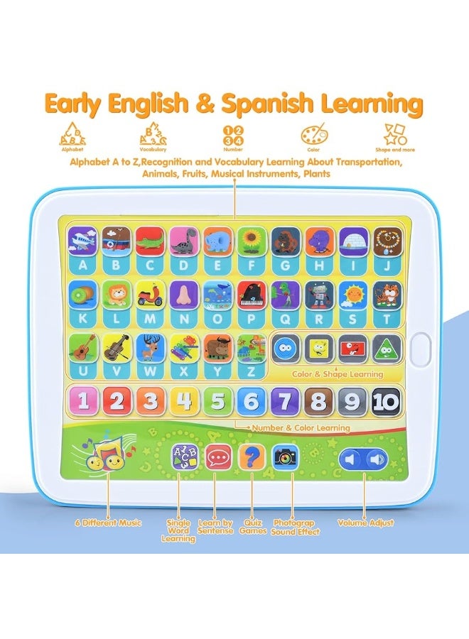 PLAY Bilingual Spanish  English Learning Toys for Toddlers 13 Kids Interactive Learning Tablet Childrens Alphabet ABC  Words  Numbers  Colors Learning Pad Education Toy for Babies 24 Month - Image 3