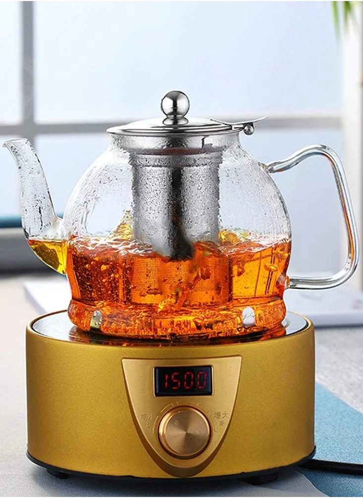 1Chase Borosilicate Glass Teapot 1200 ML with Stainless Steel Infuser with Lid