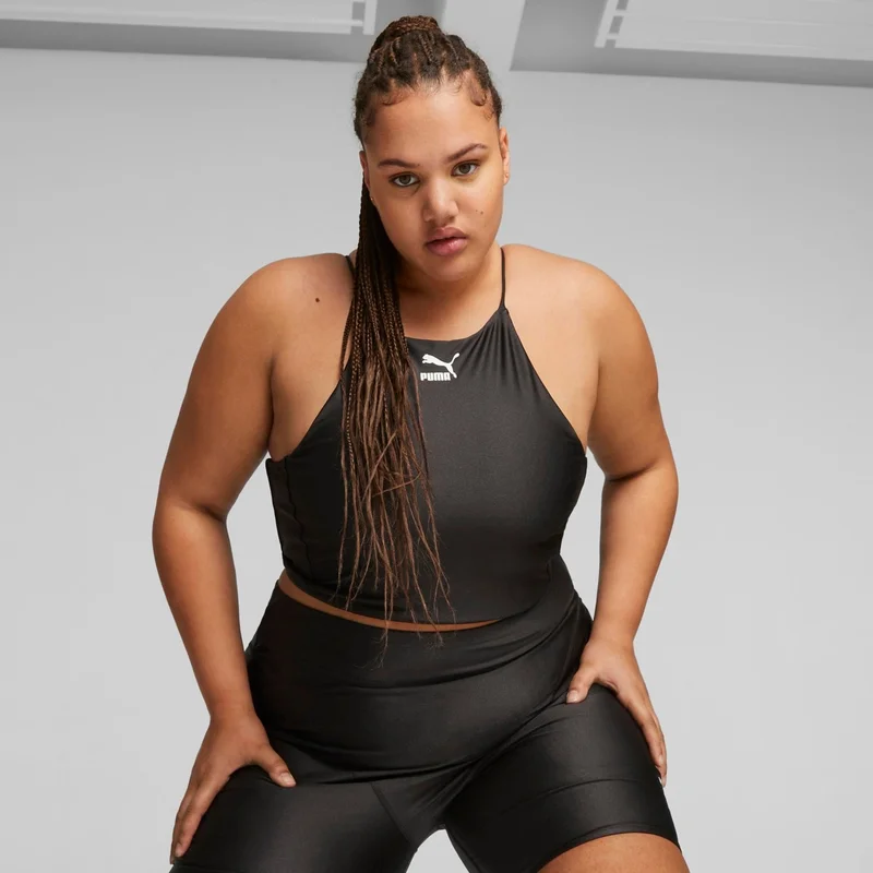 بوما Women Black T7 Shiny Crop Top Black Women's T-Shirt