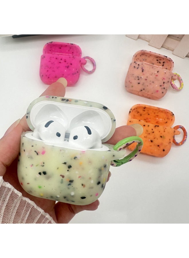 For Airpodspro Luminous Earphone Case Apple Earphone Case Fluorescent Silicone Soft Case Airpods4 Protective Case-Color:Floral  + Colorful Round Buckle-Applicable Models:Airpods 1/2 Generation  - Image 5