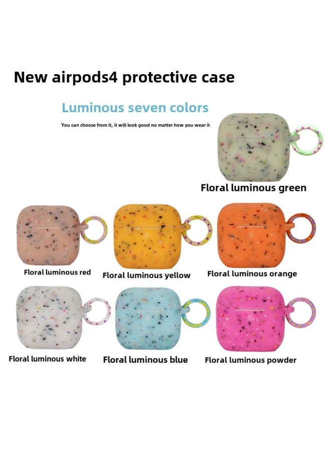 For Airpodspro Luminous Earphone Case Apple Earphone Case Fluorescent Silicone Soft Case Airpods4 Protective Case-Color:Floral  + Colorful Round Buckle-Applicable Models:Airpods 1/2 Generation  - Image 3
