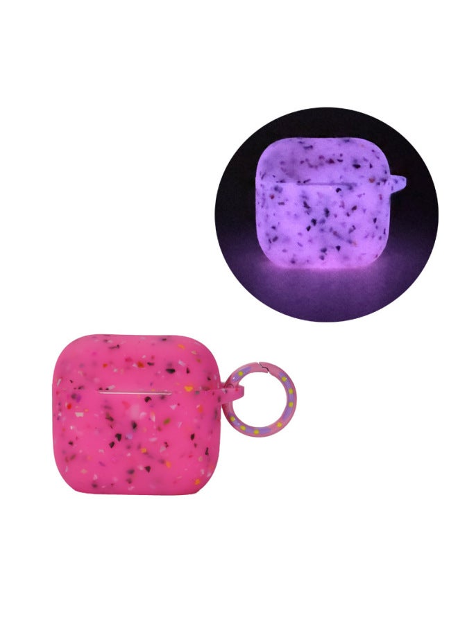 For Airpodspro Luminous Earphone Case Apple Earphone Case Fluorescent Silicone Soft Case Airpods4 Protective Case-Color:Floral  + Colorful Round Buckle-Applicable Models:Airpods 1/2 Generation  - Image 1