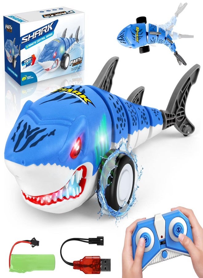 Jack Royal Rechargeable Remote Control Shark Stunt Car for Kids, 360 Rotational, LED Lights, 2.4GHz RC Stunt Toy, High-Speed Shark-Themed Racing Car, Fun Toy and Birthday Gift for Kids (Blue) - Image 1
