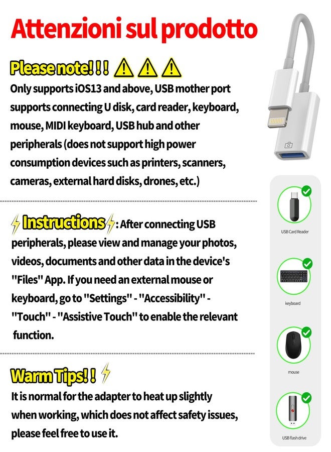 HOYULLI iPhone OTG Adapter(2Pack)lightning male to USB Female Converter Data Sync dongle for 14 13 12 11 pro max 7 8 plus ipad Camera Card Reader USB Flash Drive Mouse Keyboard Hub MIDI Piano Connector U Disk - Image 2