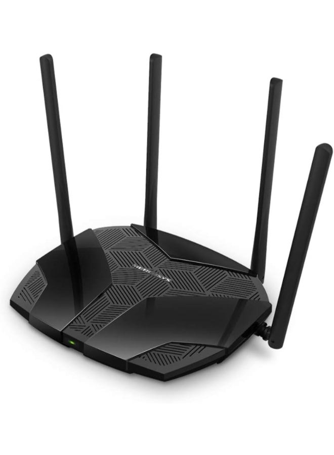 MERCUSYS AX3000 Dual-Band Wi-Fi 6 Router
SPEED: 574 Mbps at 2.4 GHz + 2402 Mbps at 5 GHz 
SPEC:  4× Fixed External Antennas, 3× Gigabit LAN Ports, 1× Gigabit WAN Port, 1024-QAM, OFDMA, HE160
FEATURE: MERCUSYS APP, Router/Access Point Mode, WPS/Reset Button, IPTV, IPv6, Smart Connect, Beamforming, MU-MIMO, Parental Controls, Guest Network, VPN Server, DFS, WPA3, BSS Color, TWT, TR-069, ISP Preset (Agile Config) Black - Image 2