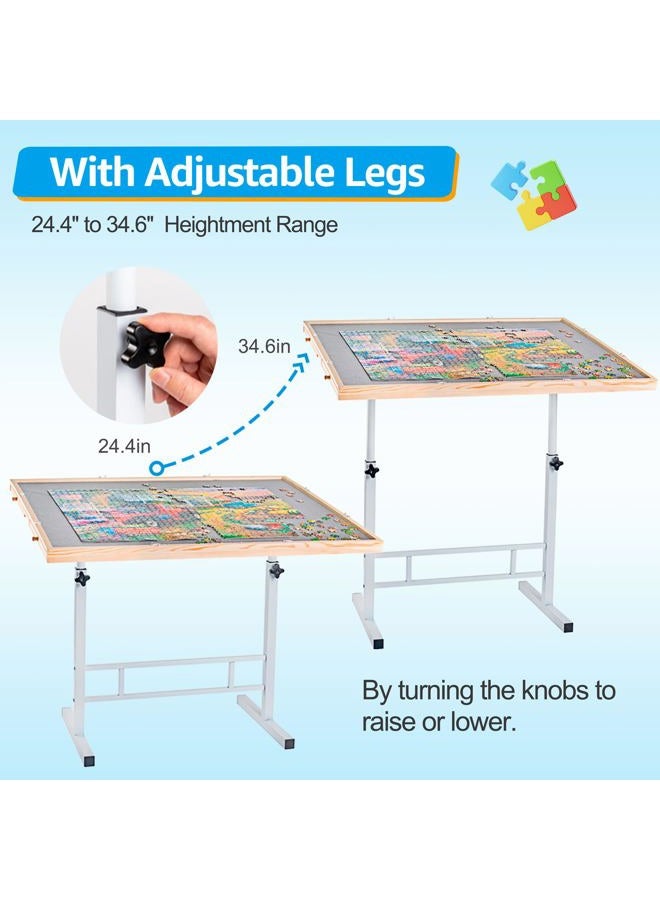 Fanwer 1500 Piece Puzzle Table with Legs, Angle & Height Adjustment Jigsaw Puzzle Table with 4 Drawers & Wooden Cover | 35"x26" Tilting Puzzle Board for Adults and Children, for Birthday - Image 3
