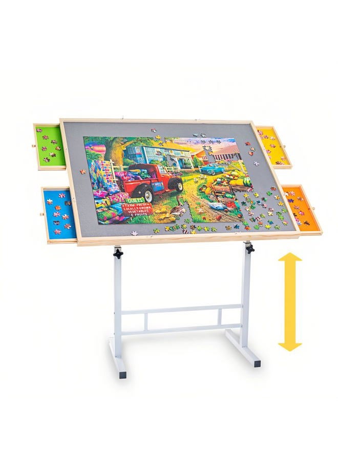 Fanwer 1500 Piece Puzzle Table with Legs, Angle & Height Adjustment Jigsaw Puzzle Table with 4 Drawers & Wooden Cover | 35"x26" Tilting Puzzle Board for Adults and Children, for Birthday - Image 1