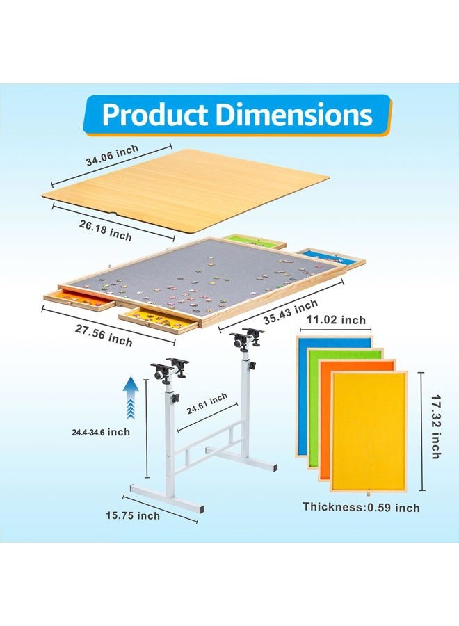 Fanwer 1500 Piece Puzzle Table with Legs, Angle & Height Adjustment Jigsaw Puzzle Table with 4 Drawers & Wooden Cover | 35"x26" Tilting Puzzle Board for Adults and Children, for Birthday - Image 2