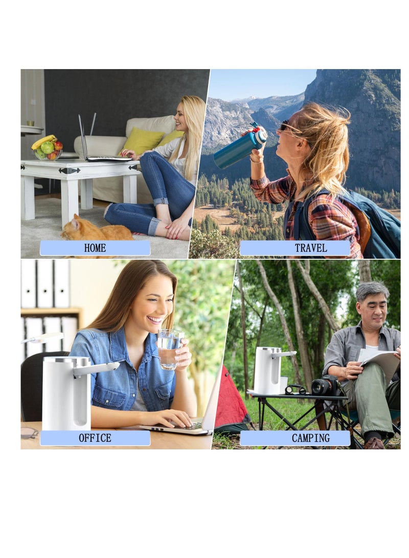 SOLARAE مضخة زجاجة الماء الكهربائية، موزع زجاجة الماء سعة 5 جالون مع شاشة، مضخة مياه شرب كهربائية محمولة، مضخة مياه أوتوماتيكية عالمية، للاستخدام المنزلي والتخييم، شحن USB 1200 مللي أمبير باللون الأبيض - Image 5