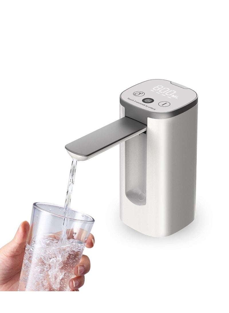 SOLARAE مضخة زجاجة الماء الكهربائية، موزع زجاجة الماء سعة 5 جالون مع شاشة، مضخة مياه شرب كهربائية محمولة، مضخة مياه أوتوماتيكية عالمية، للاستخدام المنزلي والتخييم، شحن USB 1200 مللي أمبير باللون الأبيض - Image 1