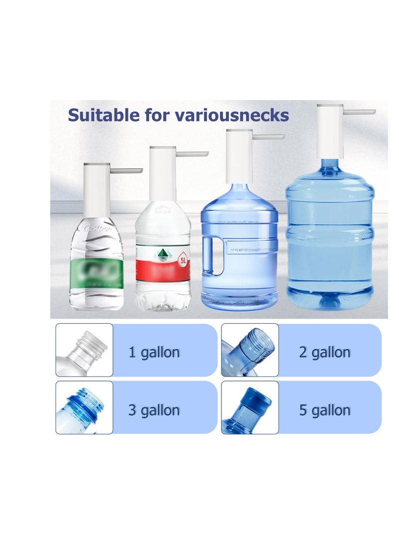 SOLARAE مضخة زجاجة الماء الكهربائية، موزع زجاجة الماء سعة 5 جالون مع شاشة، مضخة مياه شرب كهربائية محمولة، مضخة مياه أوتوماتيكية عالمية، للاستخدام المنزلي والتخييم، شحن USB 1200 مللي أمبير باللون الأبيض - Image 4