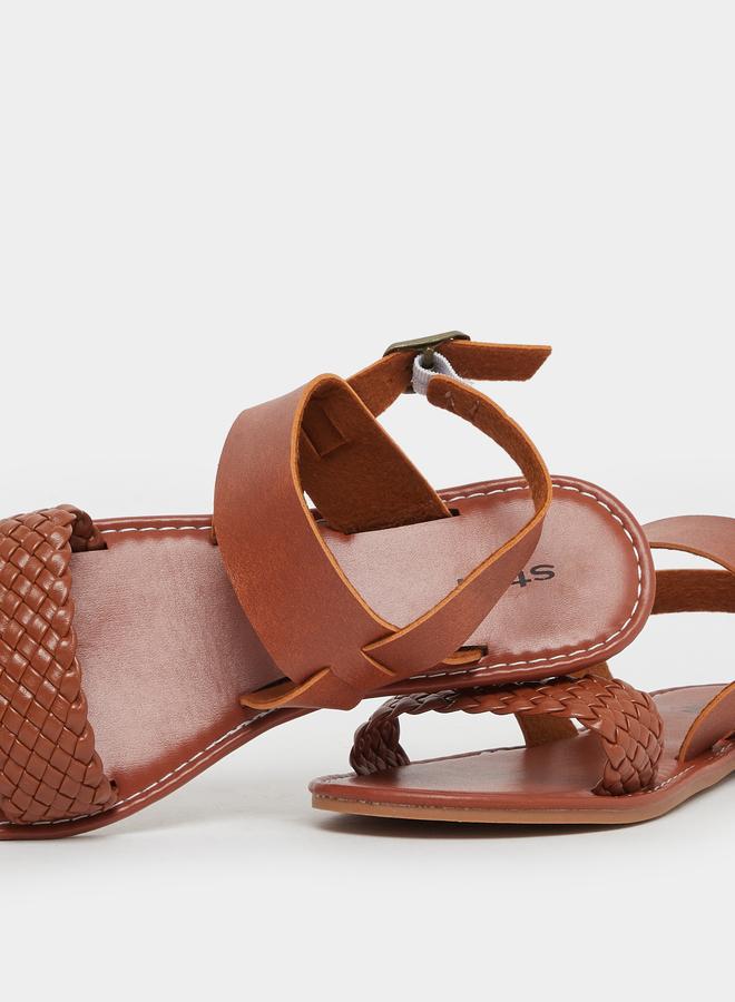Styli Braided Sling Back Flat Sandals - Image 3