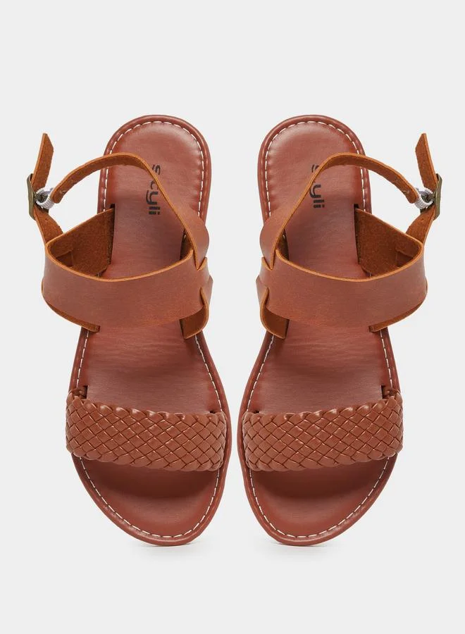 Styli Styli Braided Sling Back Flat Sandals