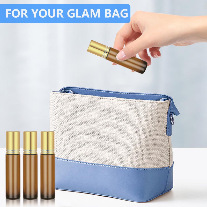 Dtdnzkn 4 Pack Of 0.34 Oz (10Ml) Essential Oil Roller Bottles - Refillable  Leak-Proof Amber Glass Roll-On Bottles With Stainless Steel Roller Balls  Metal Caps  And Labels Included - Image 3