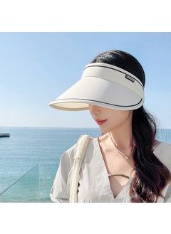 Summer Anti-Sun Cap Womens UV Protection Bicycle Glacier Cap Large Brim Face Shade Foldable Open Top Sunshade Cap XMZ107-white [not foldable]