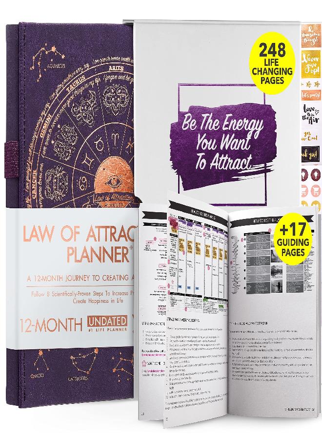 Freedom Mastery Law of Attraction Planner - Undated Deluxe Weekly, Monthly Planner, a 12 Month Journey to Increase Productivity & Happiness - Life Organizer, Gratitude Journal, and Stickers, A5  - Image 4