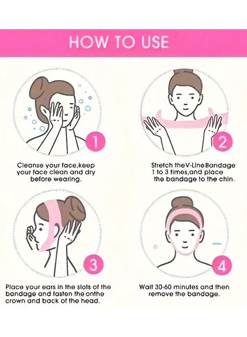 كلين ويف حزام رفع الذقن على شكل حرف V – تنحيف الوجه وتخفيض الذقن مرتين | حزام مريح قابل لإعادة الاستخدام لتشكيل خط الفك للنساء – مضاد للترهل وشد الوجه - لون بيج - Image 4