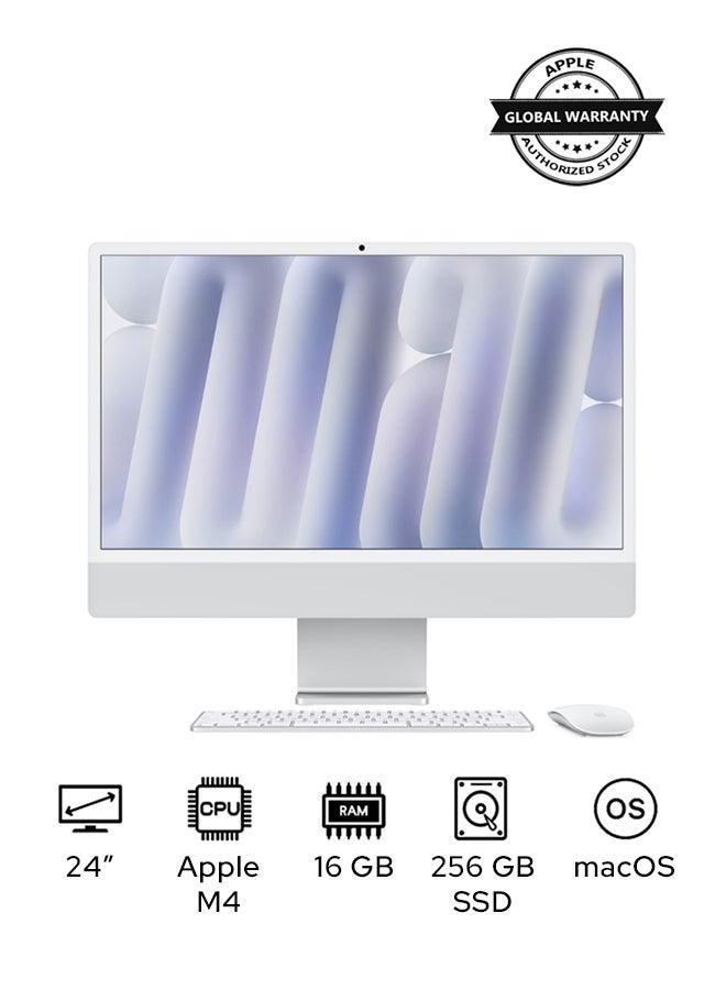 Apple iMac MWUU3 | 24 Inch Display | Apple M4 Chip | 10-Core CPU 10-Core GPU | 16GB RAM | 256GB SSD | macOS | English Keyboard | Silver - Image 1