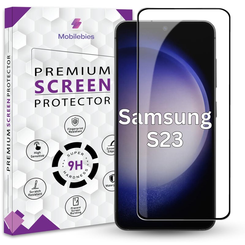 Mobilebies Advanced Black Border Tempered Glass Screen Protector Compatible for Samsung S23 / S22 (6.1 Inch, Pack of 1) | Full Screen Coverage Screen Protector Guard Protector for Smartphone - Image 1
