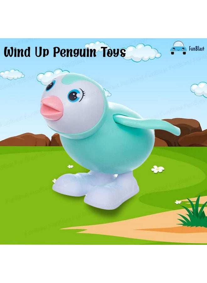 FunBlast Wind Up Penguin Toys for Kids - Colorful Press and Go Cute Penguin Toy with Key Winding UP and Moving Toy for Toddlers, Boys, Girls, Jumping Bird Toys (Green)