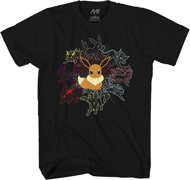 Pokemon Mono Eeveeloutions Eevee T-Shirt - Adult Black