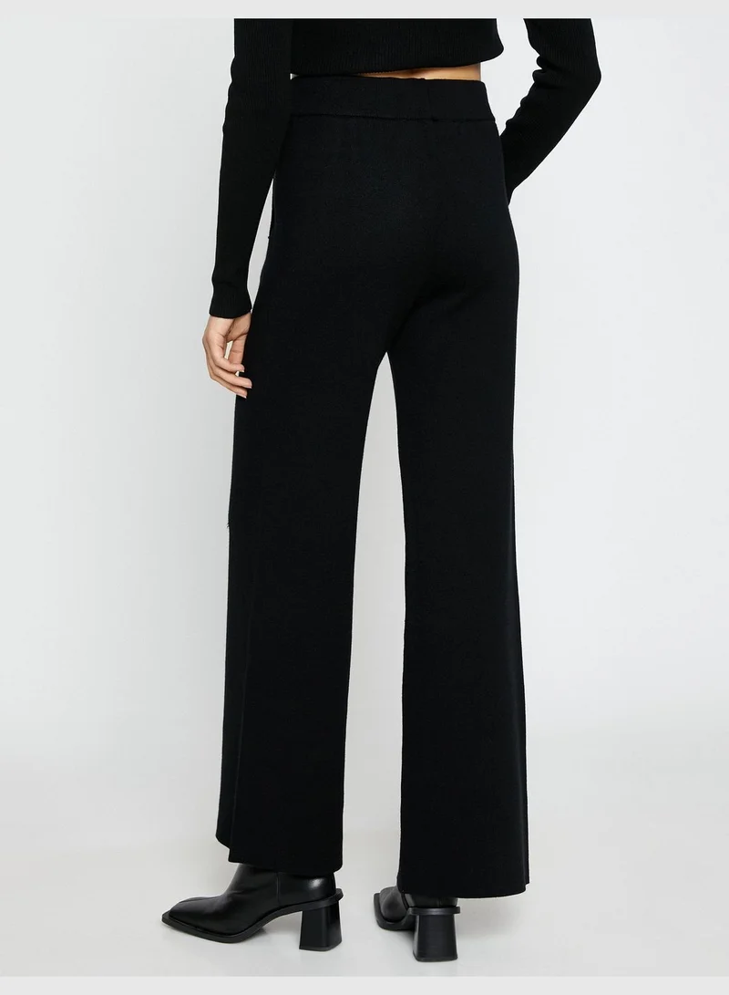 KOTON Wide Leg Tricot Trousers Drawstring Pocket