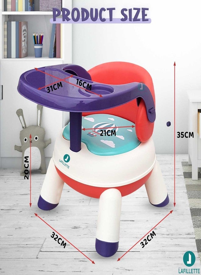 LAFILLETTE Baby Booster Feeding Chair with Removable Tray and Safety Belt for Infants and Toddlers, Folding Portable Booster Seat for Indoor/Outdoor Use (RED) - Image 2