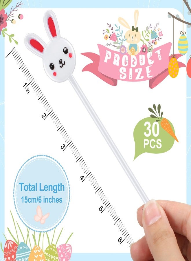 Romooa for you 30 Pcs Easter Drink Stirrers Easter Stir Sticks Coffee Stirrers Plastic Swizzle Sticks Hot Cocoa Bar Supplies for Easter Party Coffee Tea Bar Favors(Bunny) - Image 2