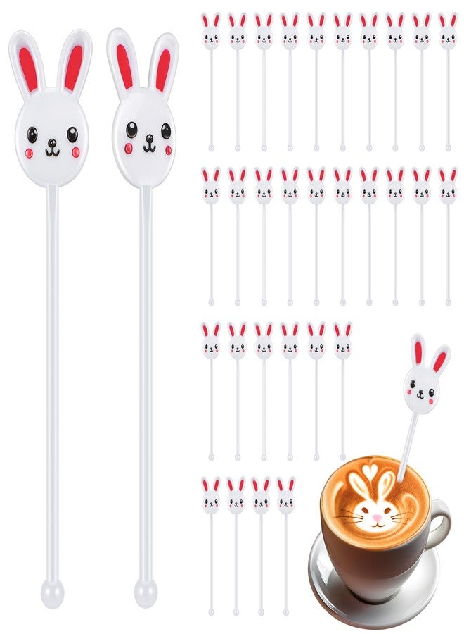 Romooa for you 30 Pcs Easter Drink Stirrers Easter Stir Sticks Coffee Stirrers Plastic Swizzle Sticks Hot Cocoa Bar Supplies for Easter Party Coffee Tea Bar Favors(Bunny) - Image 1