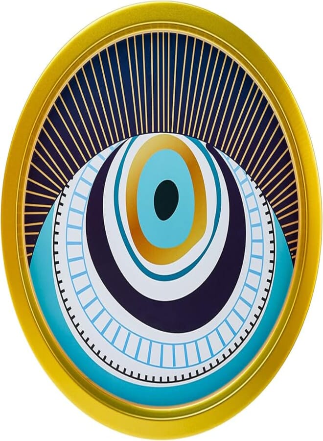 Karaca Evil Eye Metal Round Tray 35 cm