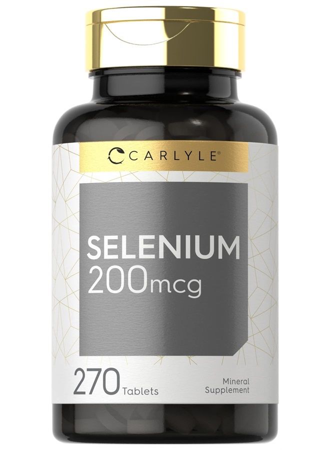 Carlyle مكمل السيلينيوم | أقراص 200 ميكروجرام | نباتي، غير معدّل وراثيًا، خالٍ من الجلوتين | من إنتاج كارلايل 270 قرصًا - Image 1