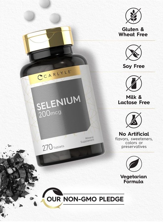 Carlyle مكمل السيلينيوم | أقراص 200 ميكروجرام | نباتي، غير معدّل وراثيًا، خالٍ من الجلوتين | من إنتاج كارلايل 270 قرصًا - Image 4