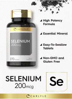 CARLYLE Selenium Supplement | 200mcg Tablets | Vegetarian, Non-GMO, Gluten Free | by Carlyle 270 tablets  - Image 3