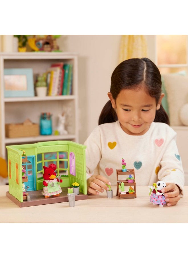 Li'L WOODZEEZ - - Li'L Petals Flower Shop - 29Pcs Dollhouse Playset - 2 Posable Doll Figures & 1 Storybook Included - Miniature Furnitures & Accessories - Stackable Playset For Kids 3+ - Image 1