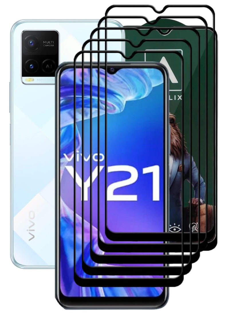 ACLIX 5 Pieces Antistatic ESD Dustproof Premium Quality High Definition Tempered Glass Screen Protector Designed For vivo Y21 - Image 1
