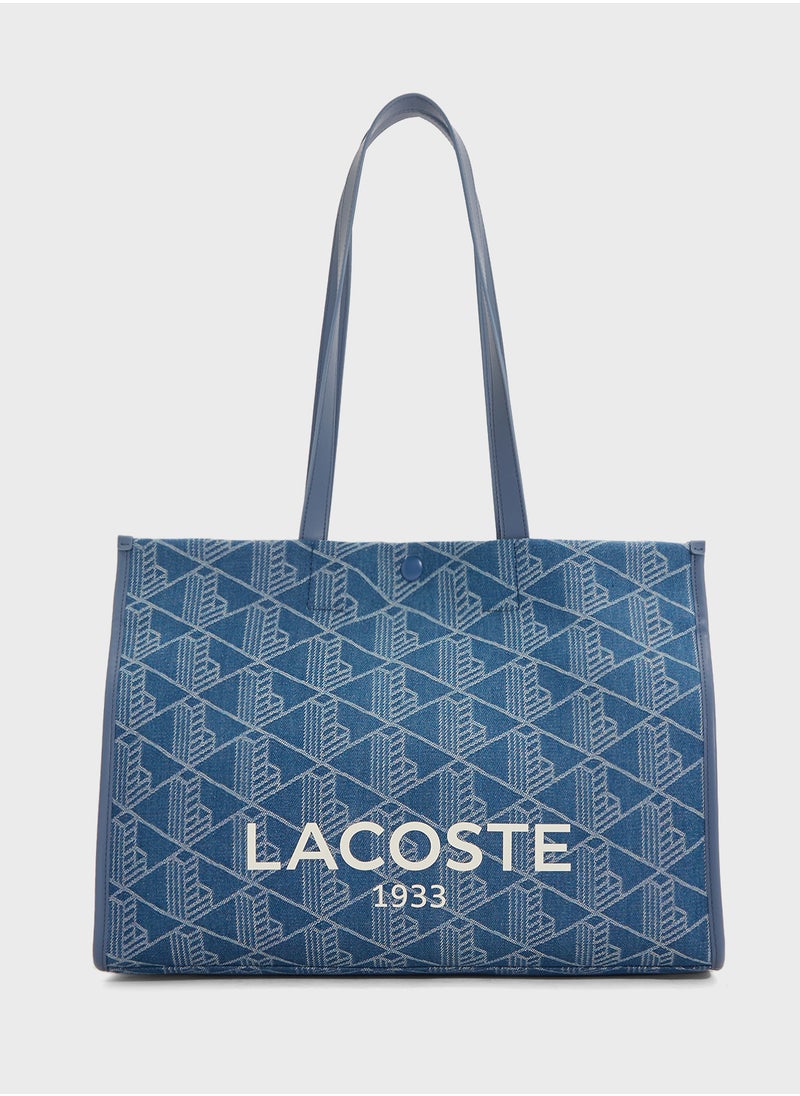 LACOSTE - Logo Detailed Top Handle Zip Over Tote - Image 1