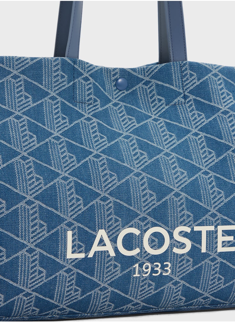 LACOSTE - Logo Detailed Top Handle Zip Over Tote - Image 1